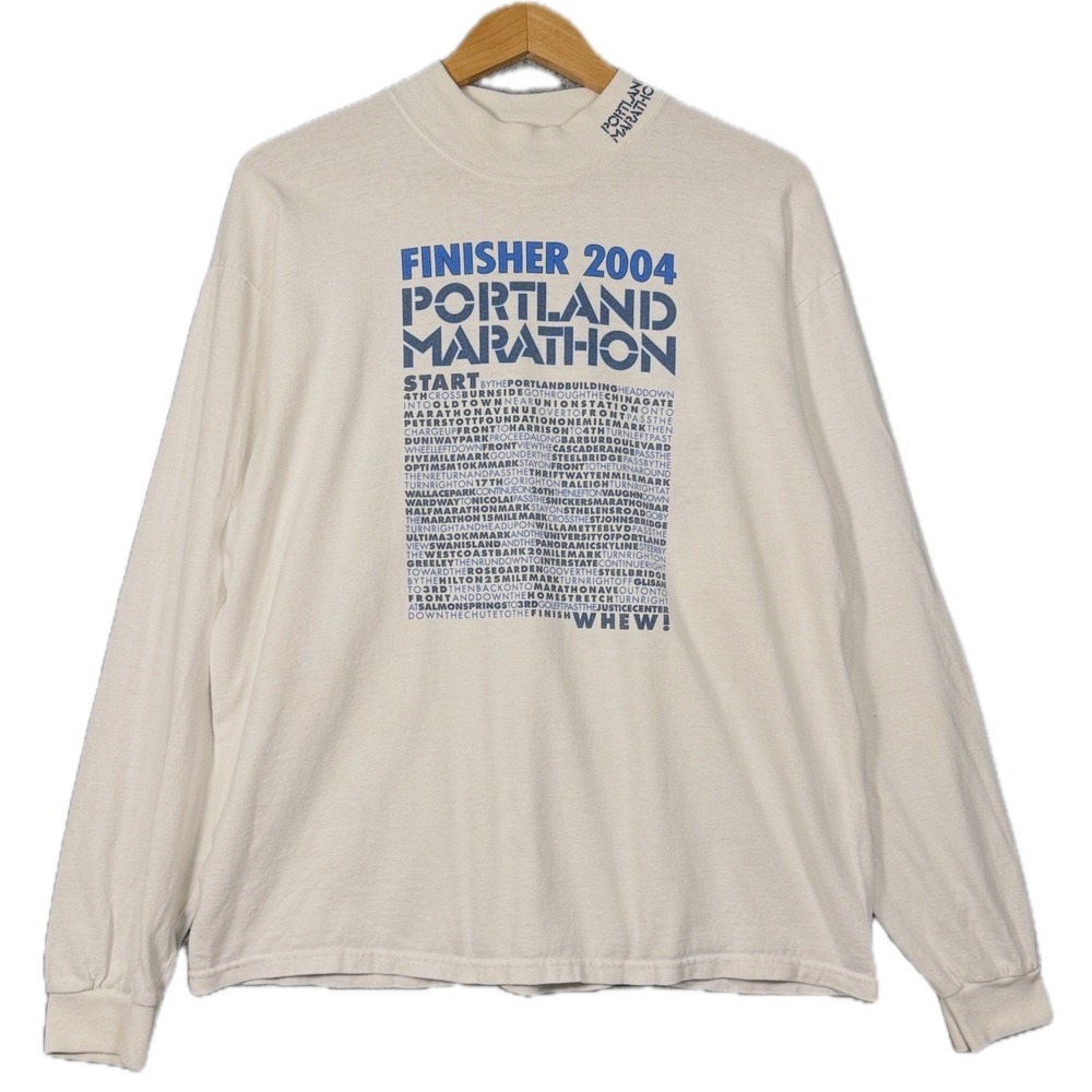 Anvil Portland Marathon 2004 Finisher Shirt Mens Large Cream Cotton Vintage Y2K